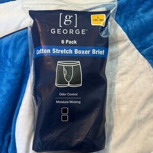 George Men's Cotton Stretch Boxer Briefs - 6 Pack black and grey